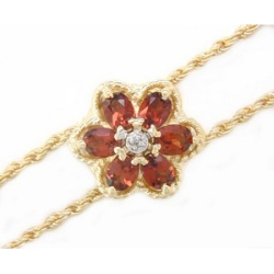 B2307 14K SLD WITH DIAMOND CENTER 6 GARNET/FLOWER DESIGN 